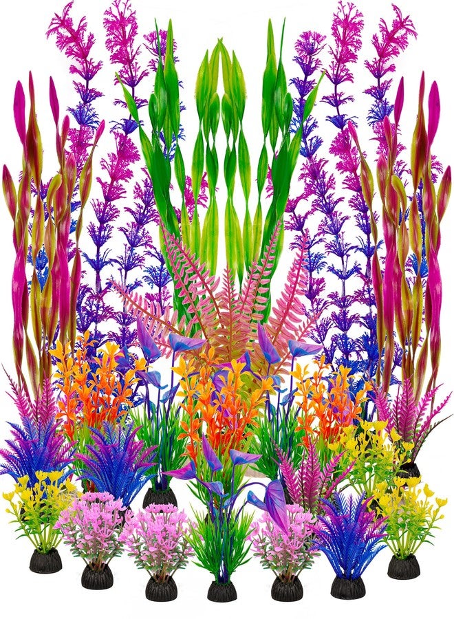 Ameliade Fish Tank Artificial Plastic Plants Decorations Large Aquarium Decor Betta Goldfish Tank Accessories Fish Bowl Ornaments（Colorful） - Image 1